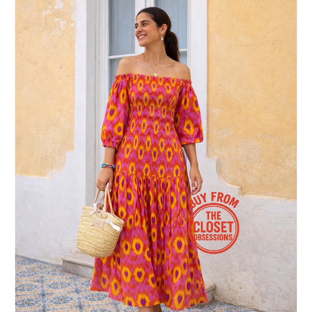 ZARA Blogger Fave Smocked Off-Shoulder Maxi Dress NWT - Picture 7 of 16